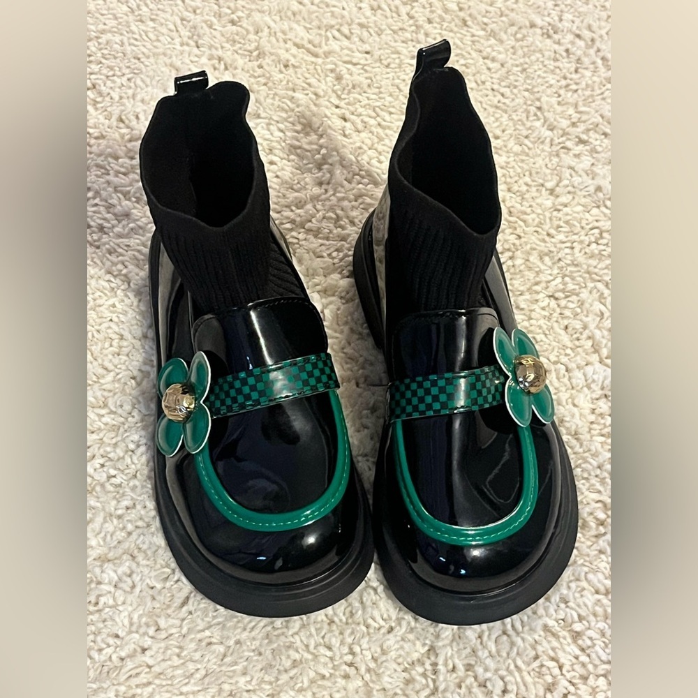 Emerald charm slip-on sock boots